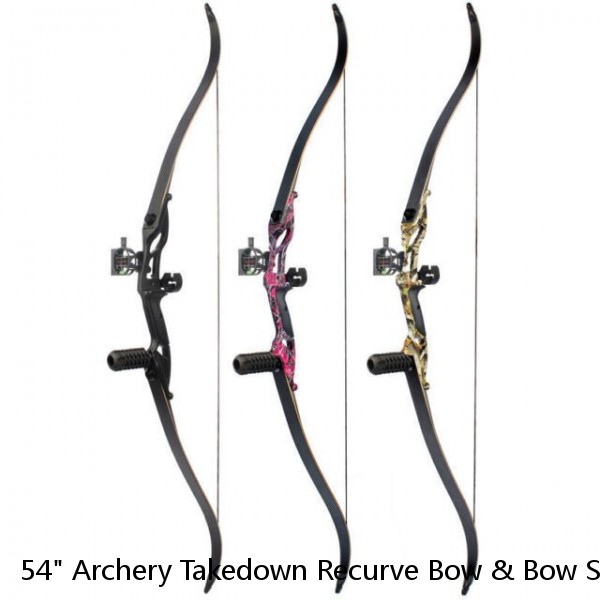 54" Archery Takedown Recurve Bow & Bow Sight Brush Arrow Rest +12X Carbon Arrows