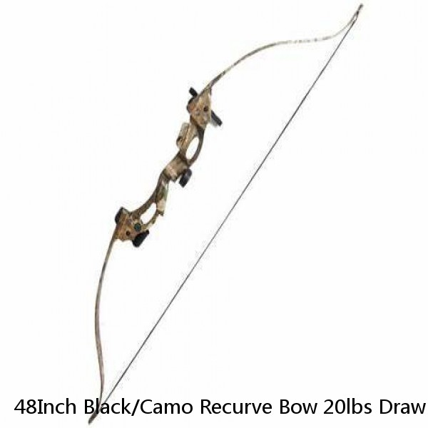 48Inch Black/Camo Recurve Bow 20lbs Draw Weight For Women/Youth Archery Practice